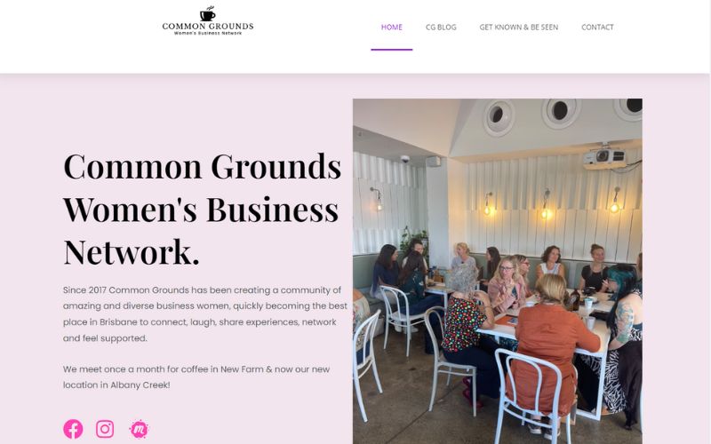 Common Grounds Women's Business Network website